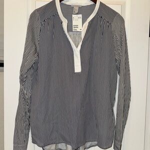 Zara Black and White Striped Blouse